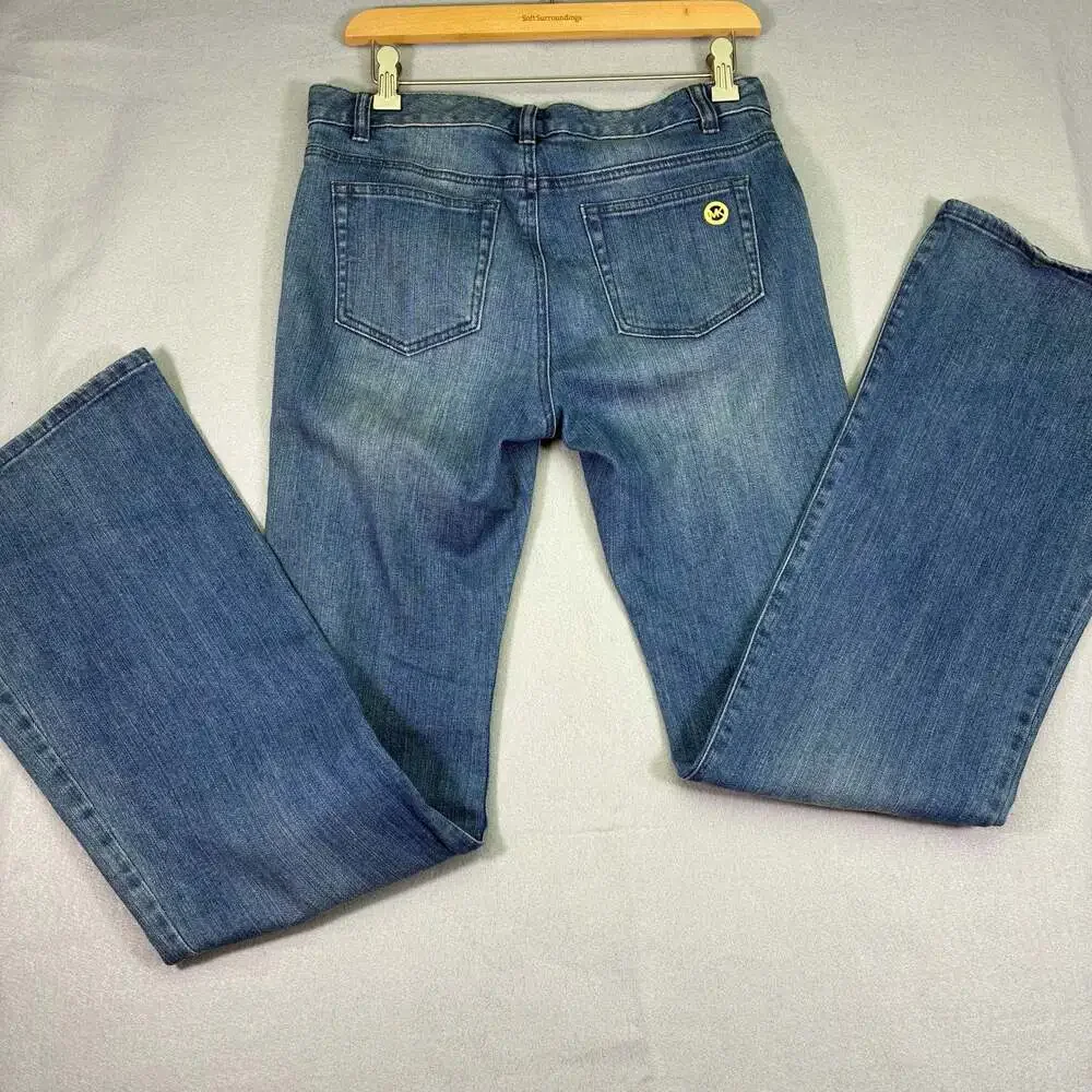 Michael Kors Women's Flare Denim Jeans with Gold Zipper Pockets Size 2